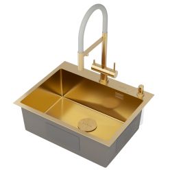 Кухонная мойка Roxen Simple 60 PVD золото (текстурное покрытие)