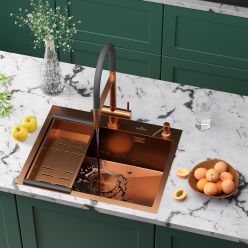 Кухонная мойка Roxen Simple 60 PVD бронза (текстурное покрытие)