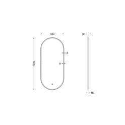 Зеркало Roxen Grown Gun Metall 45x100 с подсветкой