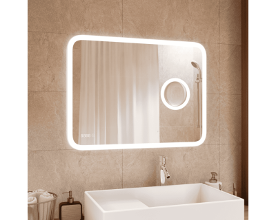 Зеркало Континент Bliss LED 120x80 с увеличительным зеркалом и часами