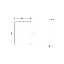 Зеркало Roxen Simon Black 50x70 с подсветкой