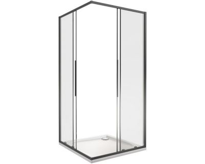 Душевой уголок Good Door Idea CR-100-C-B, 100 х 100 x 195 см, стекло прозрачное, профиль черный, ИД00020