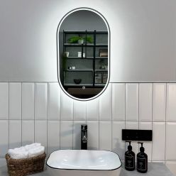 Зеркало Roxen Grown Gun Metall 40x60 с подсветкой