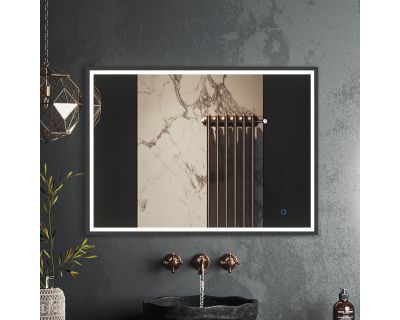 Зеркало Roxen Sigma Gun Metall 90x70 с подсветкой