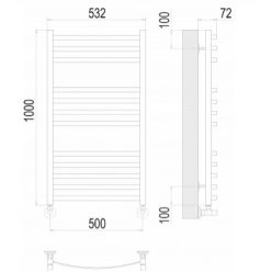Полотенцесушитель водяной Terminus Авиэль П12 500х1000 белый матовый