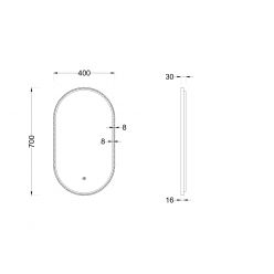 Зеркало Roxen Grown Black 40x70 с подсветкой