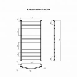 Полотенцесушитель водяной Terminus Классик П10 500x1000 сатин