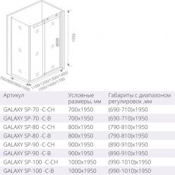 Душевая дверь Good Door Galaxy WTW-110-C-B, 110 х 195 см, стекло прозрачное, профиль черный, ГЛ00013 Душевая дверь Good Door Galaxy WTW-110-C-B, 110 х 195 см, стекло прозрачное, профиль черный, ГЛ00013