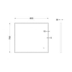 Зеркало Roxen Sigma Gun Metall 80x70 с подсветкой