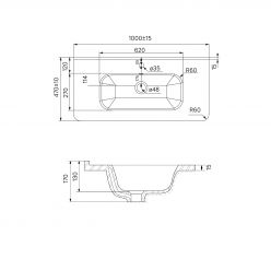 Тумба с умывальником, подвесная, 100 см, белая, Edifice, IDDIS, EDI10W1i95K