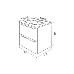 Тумба с умывальником, подвесная, 60 см, белая, Edifice, IDDIS, EDI60W0i95K