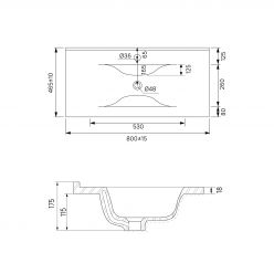 Тумба с умывальником, подвесная, 80 см, белая, Cloud, IDDIS, CLO80W0i95K