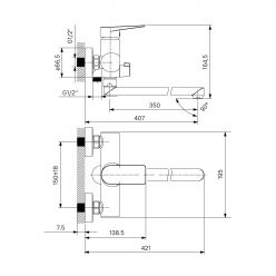 Смеситель для ванны с длинным изливом, Bridge, IDDIS, BRDSB02i10WA