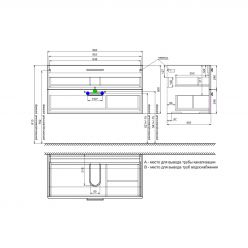 Тумба с умывальником, подвесная, 100 см, белая, Brick, IDDIS, BRI10W1i95K