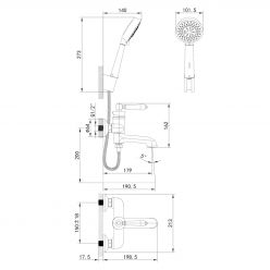 Смеситель для ванны с керамическим дивертором, Oxford, IDDIS, OXFSB02i02