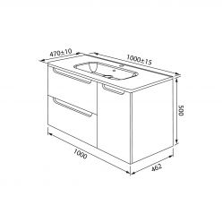 Тумба с умывальником, подвесная, 100 см, белая, Edifice, IDDIS, EDI10W1i95K