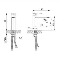 Смеситель для умывальника, Bridge, IDDIS, BRDSB00i01
