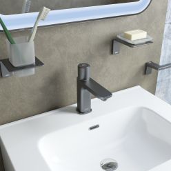 Смеситель для умывальника с инновационным управлением Push Control, графит, Slide, IDDIS, SLIGMBTi01