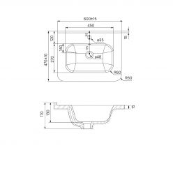 Тумба с умывальником, подвесная, 60 см, белая, Edifice, IDDIS, EDI60W0i95K