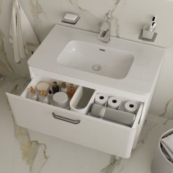 Тумба напольная с умывальником, белая, 80 см, Brick, IDDIS, BRI80WFi95K