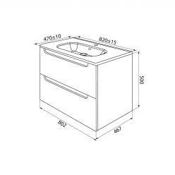 Тумба с умывальником, подвесная, 80 см, белая, Edifice, IDDIS, EDI80W0i95K