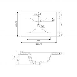 Тумба с умывальником, подвесная, 60 см, белая, Cloud, IDDIS, CLO60W0i95K