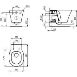 Унитаз подвесной Ideal Standard Connect Air AquaBlade E005401+E036601 сиденье с микролифтом