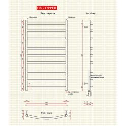 Полотенцесушитель водяной Fincopper FC 900*500 белый RAL 9016