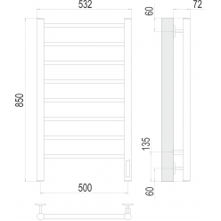 Полотенцесушитель Terminus Аврора П8 500х850 электро