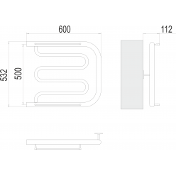 Полотенцесушитель водяной TERMINUS Фокстрот 600x532 бесшовный