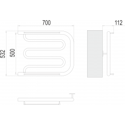 Полотенцесушитель водяной TERMINUS Фокстрот 700x532 бесшовный