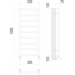 Полотенцесушитель Terminus «Контур» П9 300х1000