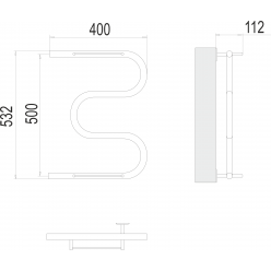 Полотенцесушитель Terminus М-образный с полкой 500х400
