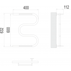 Полотенцесушитель Terminus М-образный с полкой 600х400