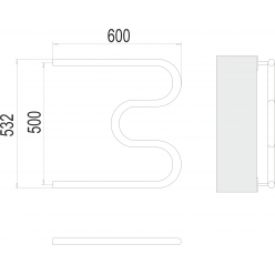 Полотенцесушитель водяной TERMINUS М-образный 600x532 бесшовный