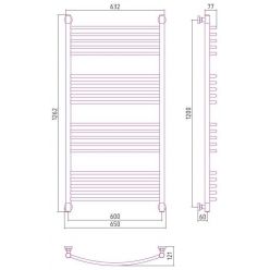 Полотенцесушитель водяной Сунержа Богема+ 120x60 см, 00-0221-1260, хром