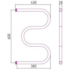 Полотенцесушитель водяной Стилье М-образный 00004-6040, 1 дюйм, высота 60 см x ширина 40 см, хром