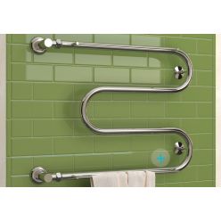Полотенцесушитель водяной Стилье М-образный 00014-6040, с полочками, 1 дюйм, высота 60 см x ширина 40 см, хром