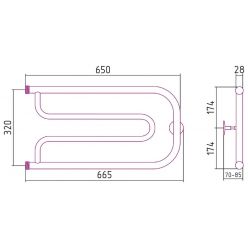 Полотенцесушитель водяной Стилье Дуэт 00010-3265, резьба-cгон 1 дюйм, высота 32 см x ширина 65 см, хром