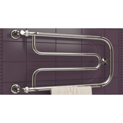 Полотенцесушитель водяной Стилье Дуэт 00015-3265, с полочками, 1 дюйм, высота 32 см x ширина 65 см, хром