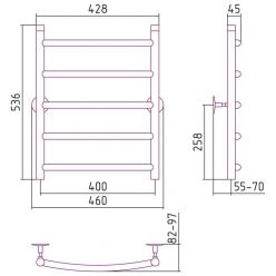 Полотенцесушитель водяной Стилье Универсал-50 00650-6040, высота 60 см x ширина 40 см, хром