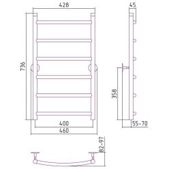 Полотенцесушитель водяной Стилье Универсал-50 00650-8040, высота 80 см x ширина 40 см, хром
