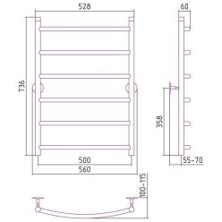 Полотенцесушитель водяной Стилье Универсал-50 00650-8050, высота 80 см x ширина 50 см, хром