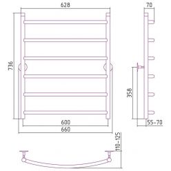 Полотенцесушитель водяной Стилье Универсал-50 00650-8060, высота 80 см x ширина 60 см, хром