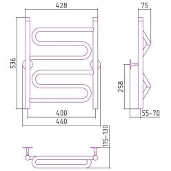Полотенцесушитель водяной Стилье Универсал-51 00651-6040, высота 60 см x ширина 40 см, хром