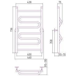 Полотенцесушитель водяной Стилье Универсал-51 00651-8040, высота 80 см x ширина 40 см, хром