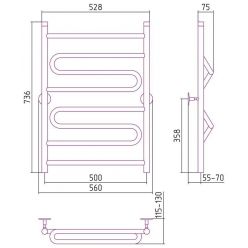 Полотенцесушитель водяной Стилье Универсал-51 00651-8050, высота 80 см x ширина 50 см, хром