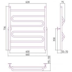 Полотенцесушитель водяной Стилье Универсал-51 00651-8060, высота 80 см x ширина 60 см, хром