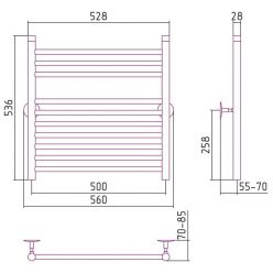 Полотенцесушитель водяной Стилье Универсал-53 00653-6050, высота 60 см x ширина 50 см, хром