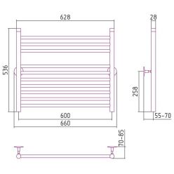 Полотенцесушитель водяной Стилье Универсал-53 00653-6060, высота 60 см x ширина 60 см, хром